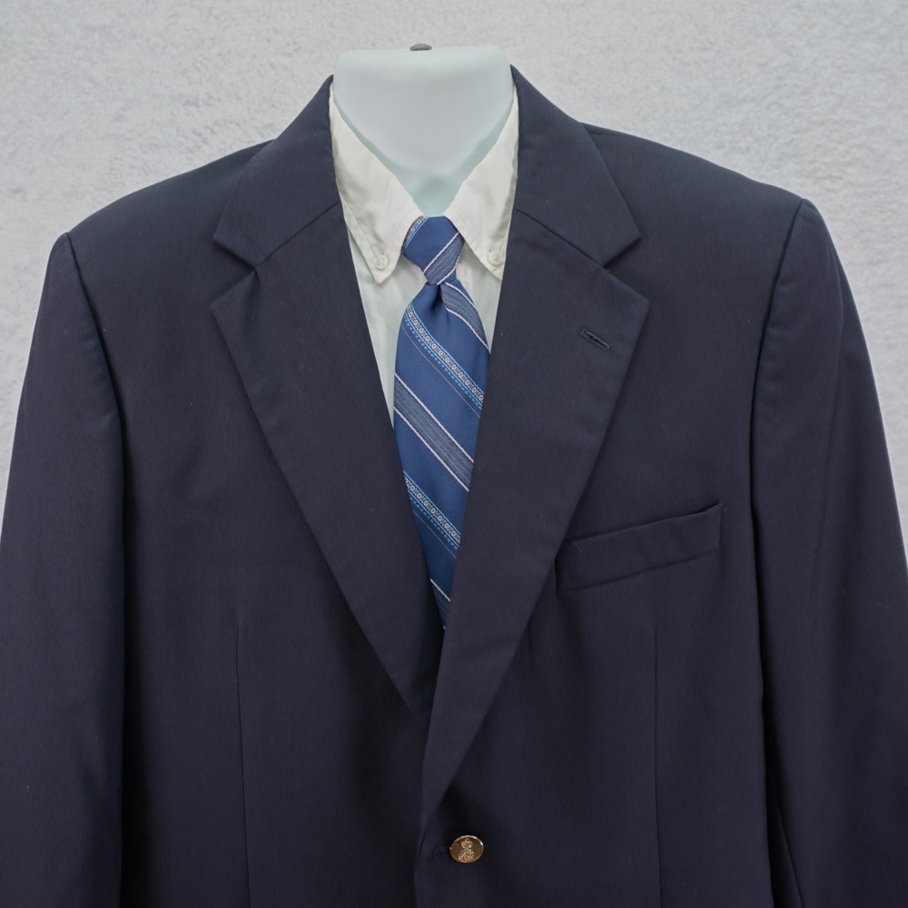 Savile Row‎ Wool Gold Button Blazer Blue 40R Tagged 41R